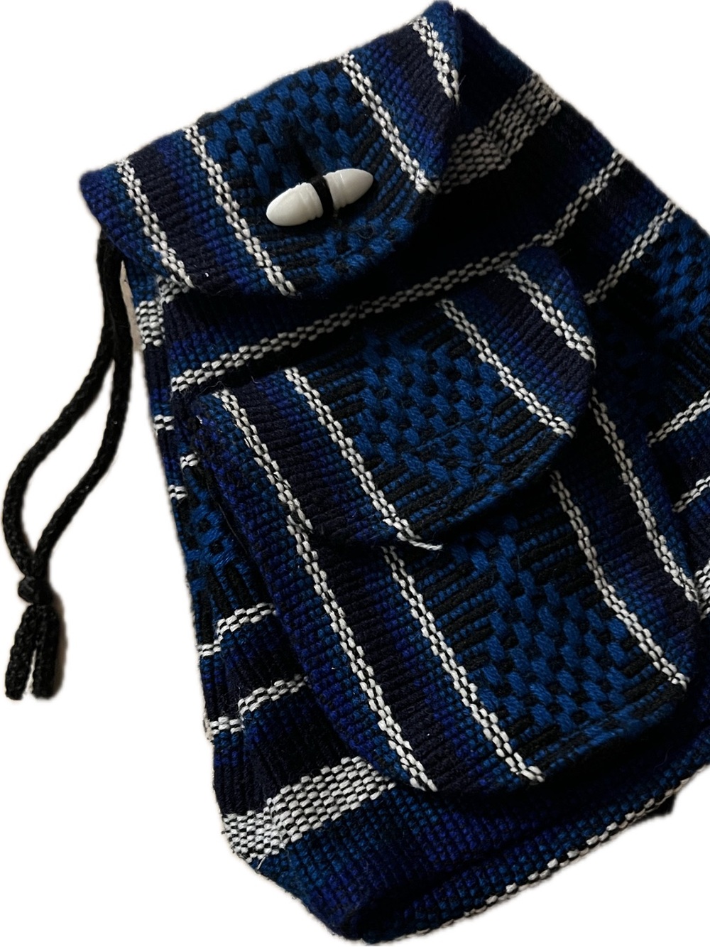 Woven Boho Mexican Drawstring Mini Backpack with Front pocket